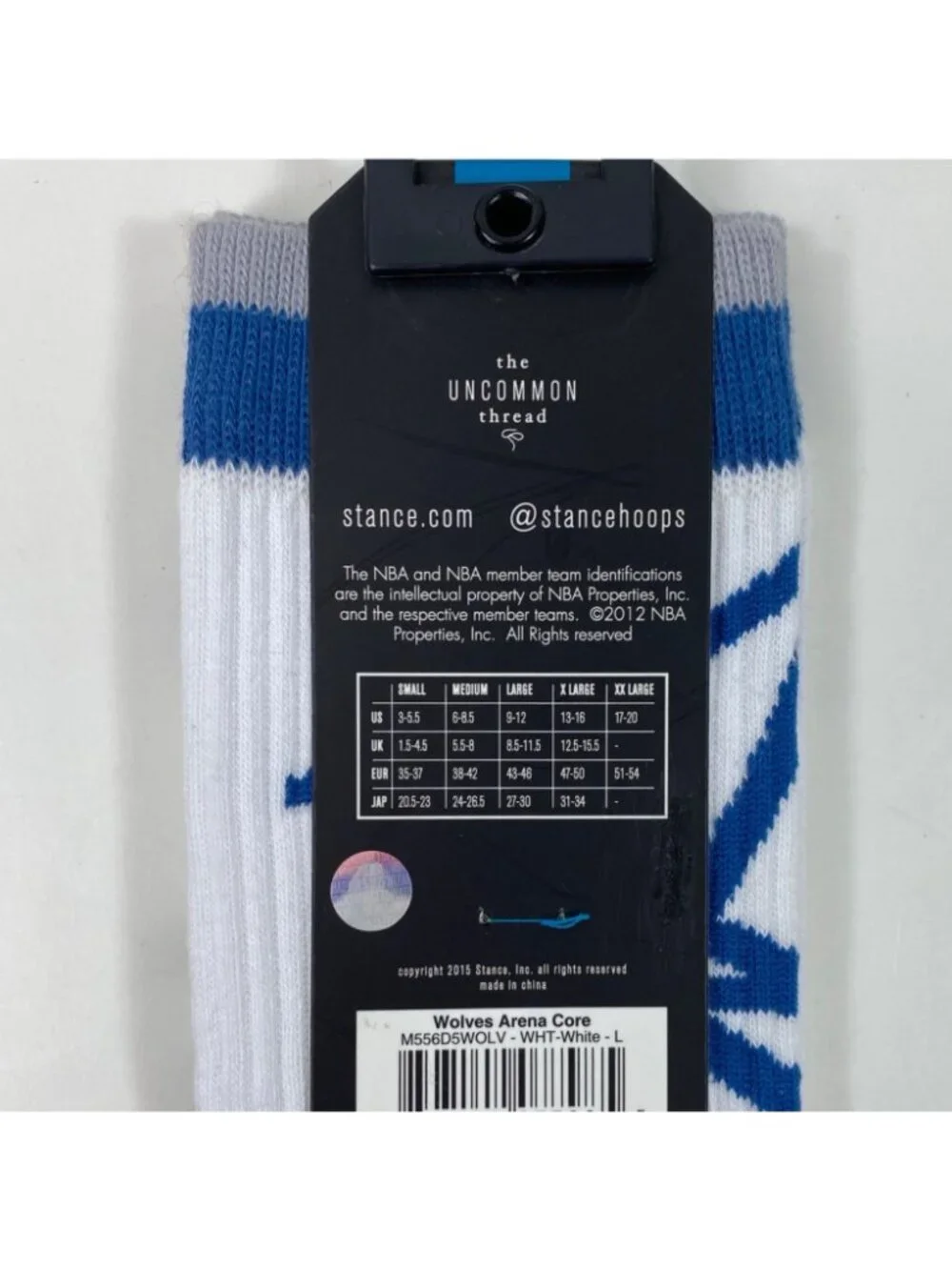 Stance Mens NBA Core Collection Timberwolves Wolves Arena Crew Socks Size Large